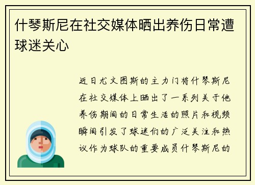 什琴斯尼在社交媒体晒出养伤日常遭球迷关心